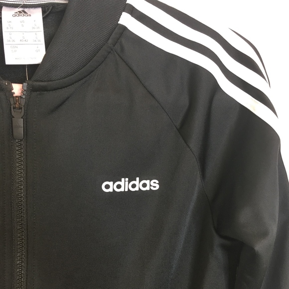 womens black and white adidas track jacket